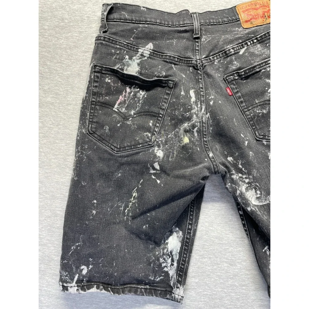 Levi's 509 Jean Shorts Mens 34W Dark Gray Denim Splatter Paint Cotton Everyday
